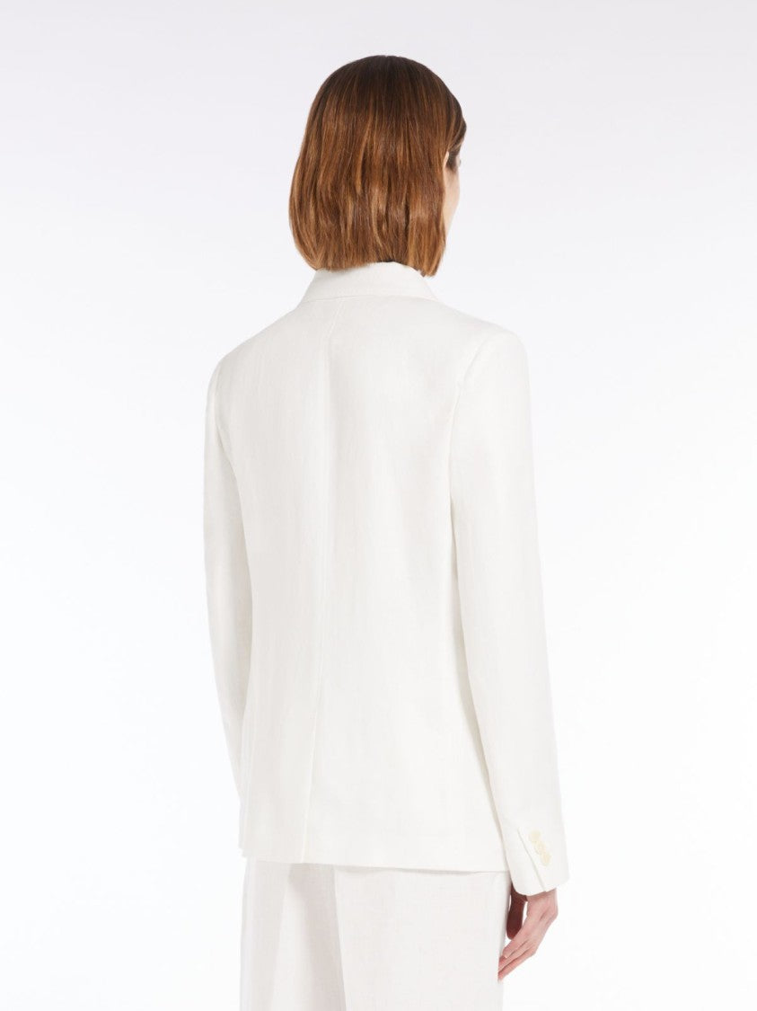 Max Mara Washed Linen Single-Breasted Blazer With Notch Lapel