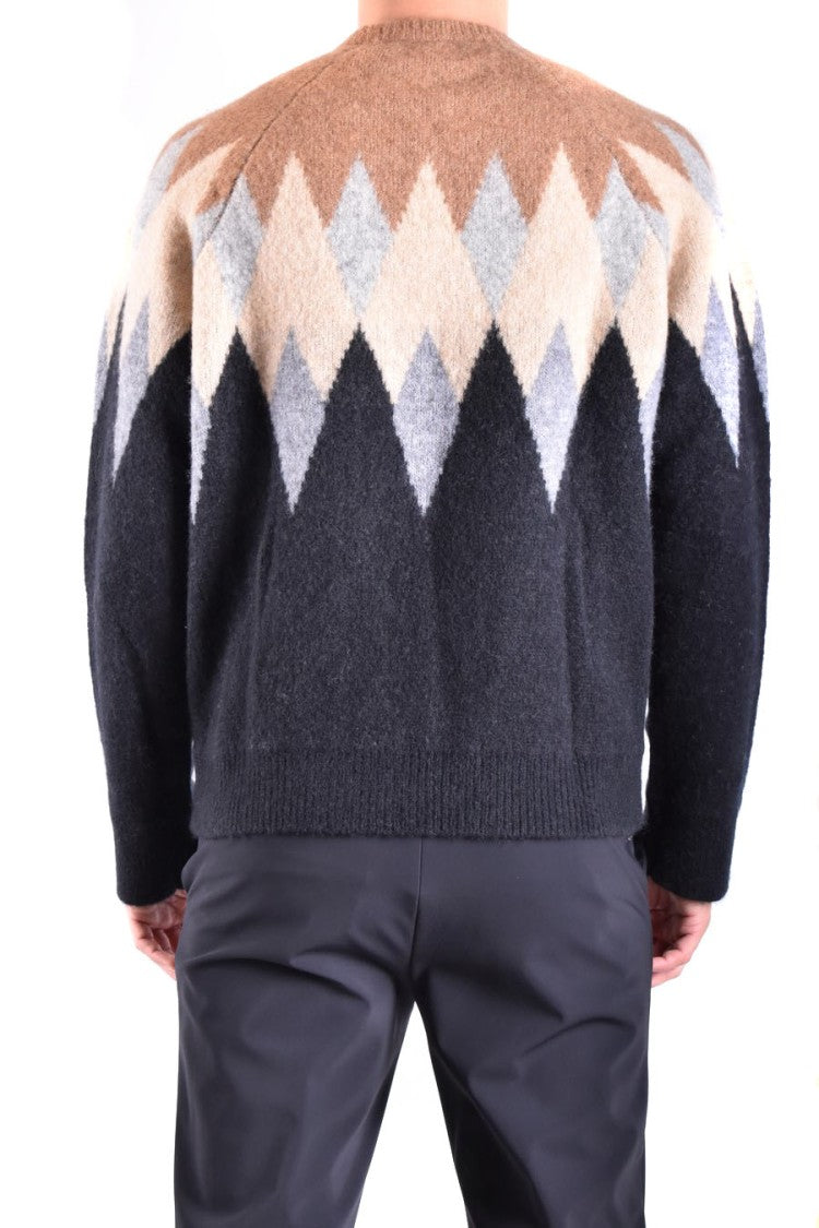 Laneus Diamond Pattern Knitwear In Earthy Tones