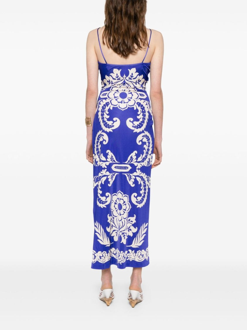 Etro Maxi Dress With Deep V-Neckline And Floral Patterns