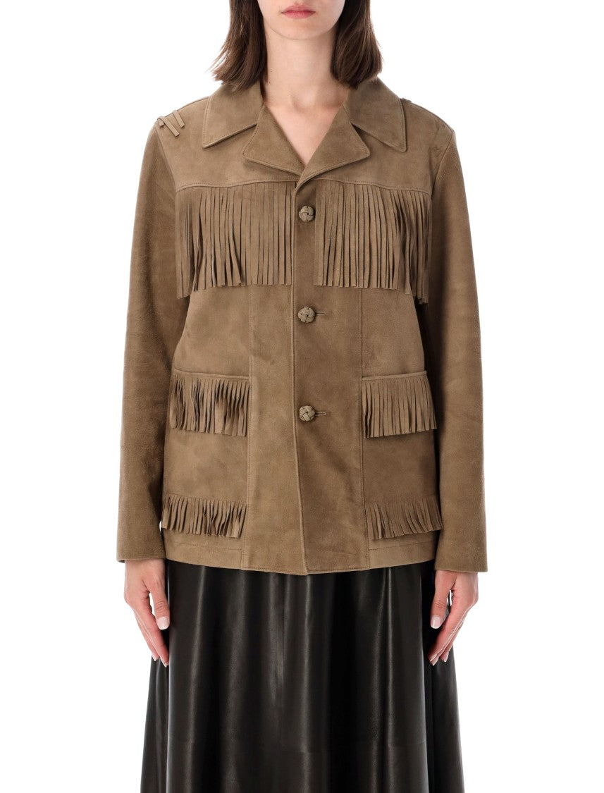 Polo Ralph Lauren Perce Fringe Lamb Suede Parka