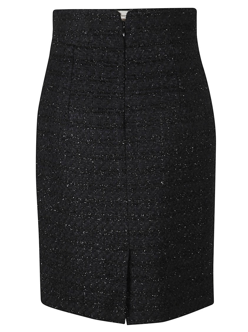Tagliatore High-Waisted Fitted Black Skirt With Textured Pattern