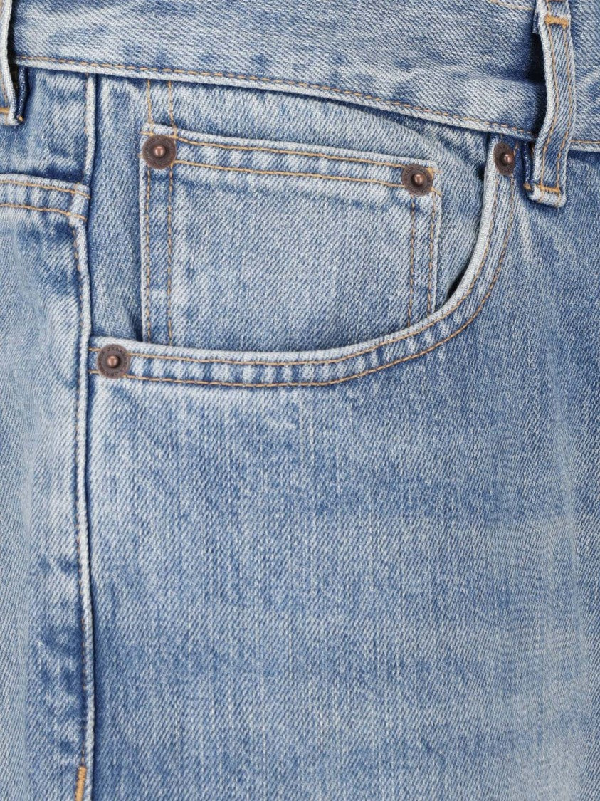 Jeanerica Blue Distressed Five-Pocket Straight-Leg Jeans