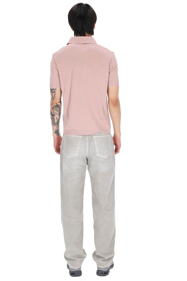 Herno Pink Knit-Effect Cotton Jersey Polo Shirt