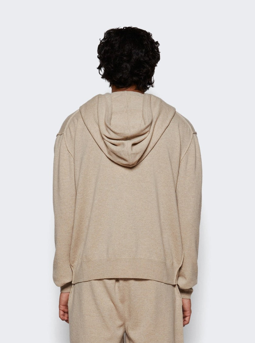 Maison Margiela Zip-Up Walnut Sweatshirt With Spacious Hood