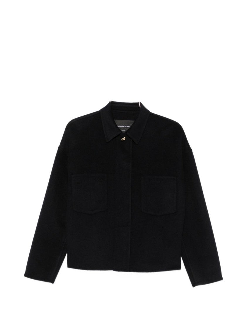 Fabiana Filippi Black Cropped Boxy Wool Coat