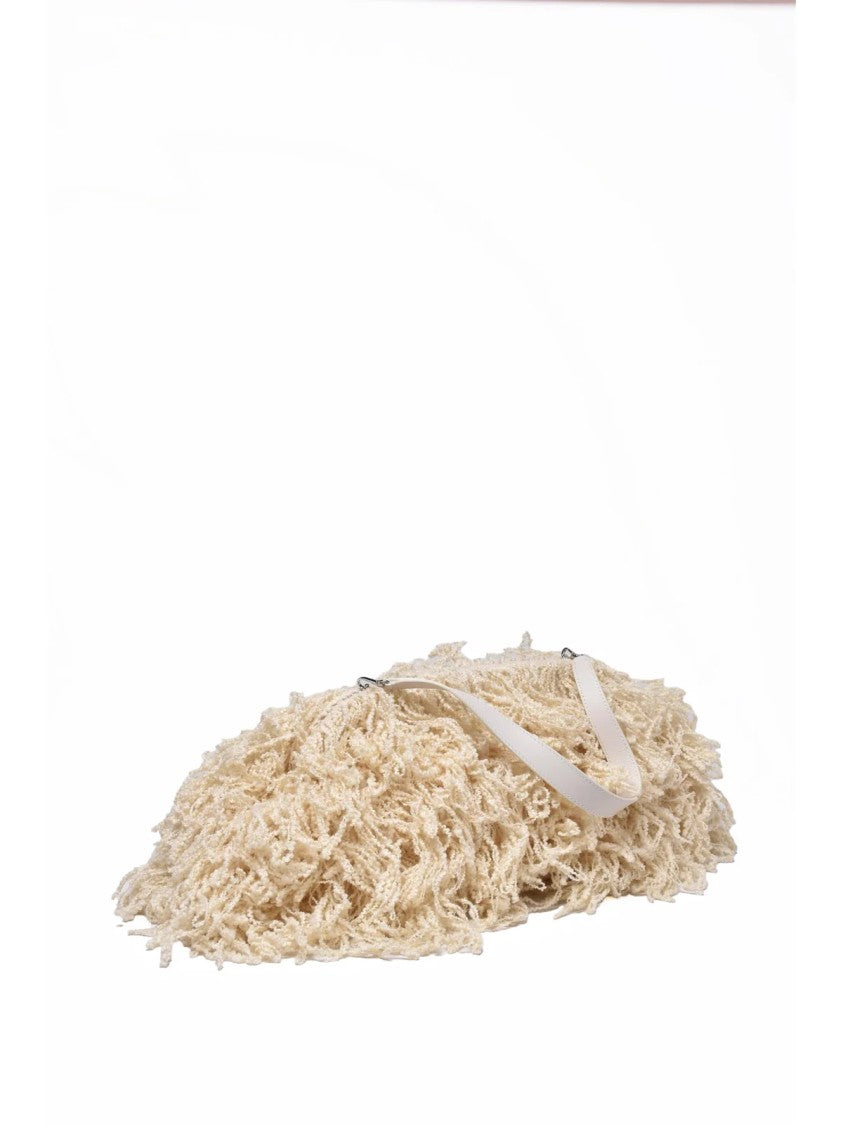 Philosophy Di Lorenzo Serafini Beige Textured Leather Trim Canvas Baguette