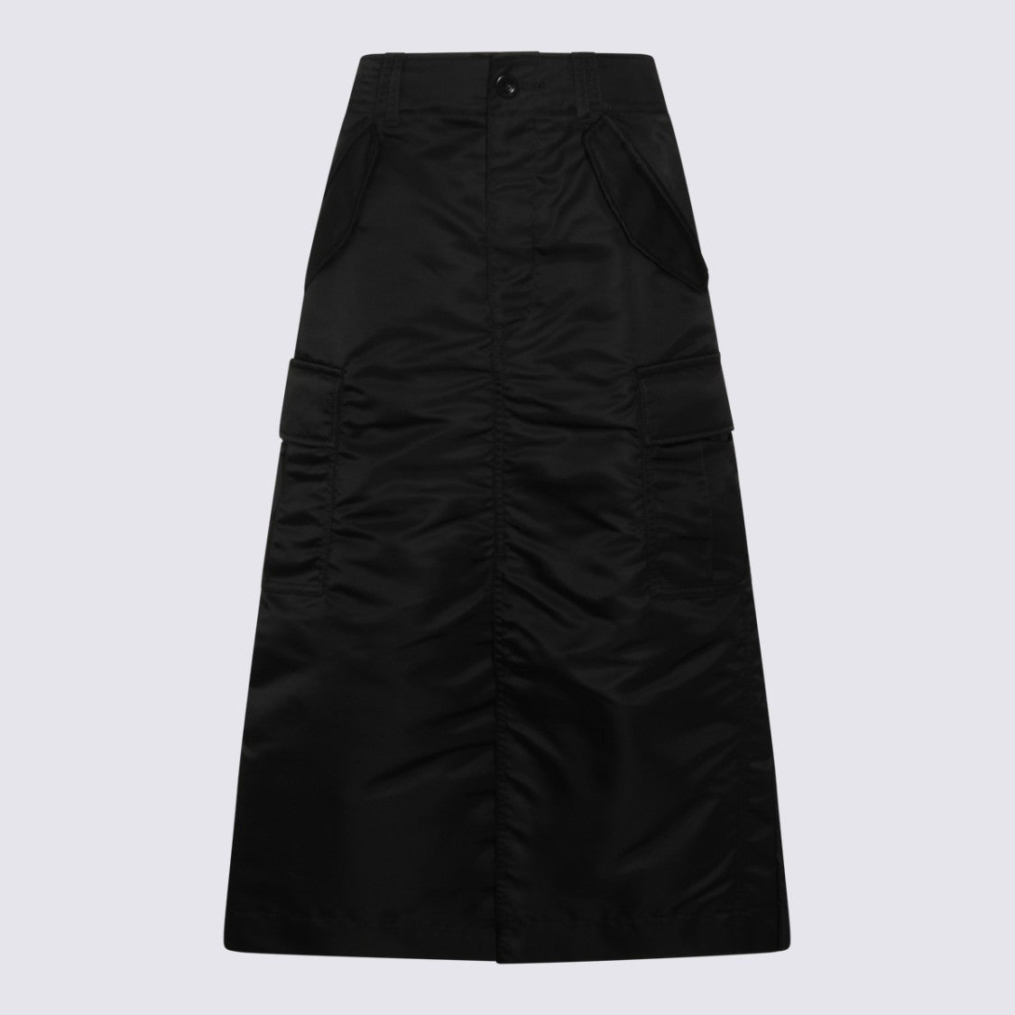 Sacai High-Waisted Full-Length Black Skirt With Pleated Back