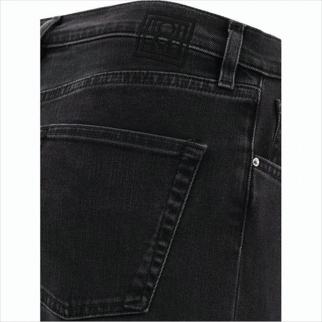 Totême Black Denim Pants With Five-Pocket Design And Tapered Fit