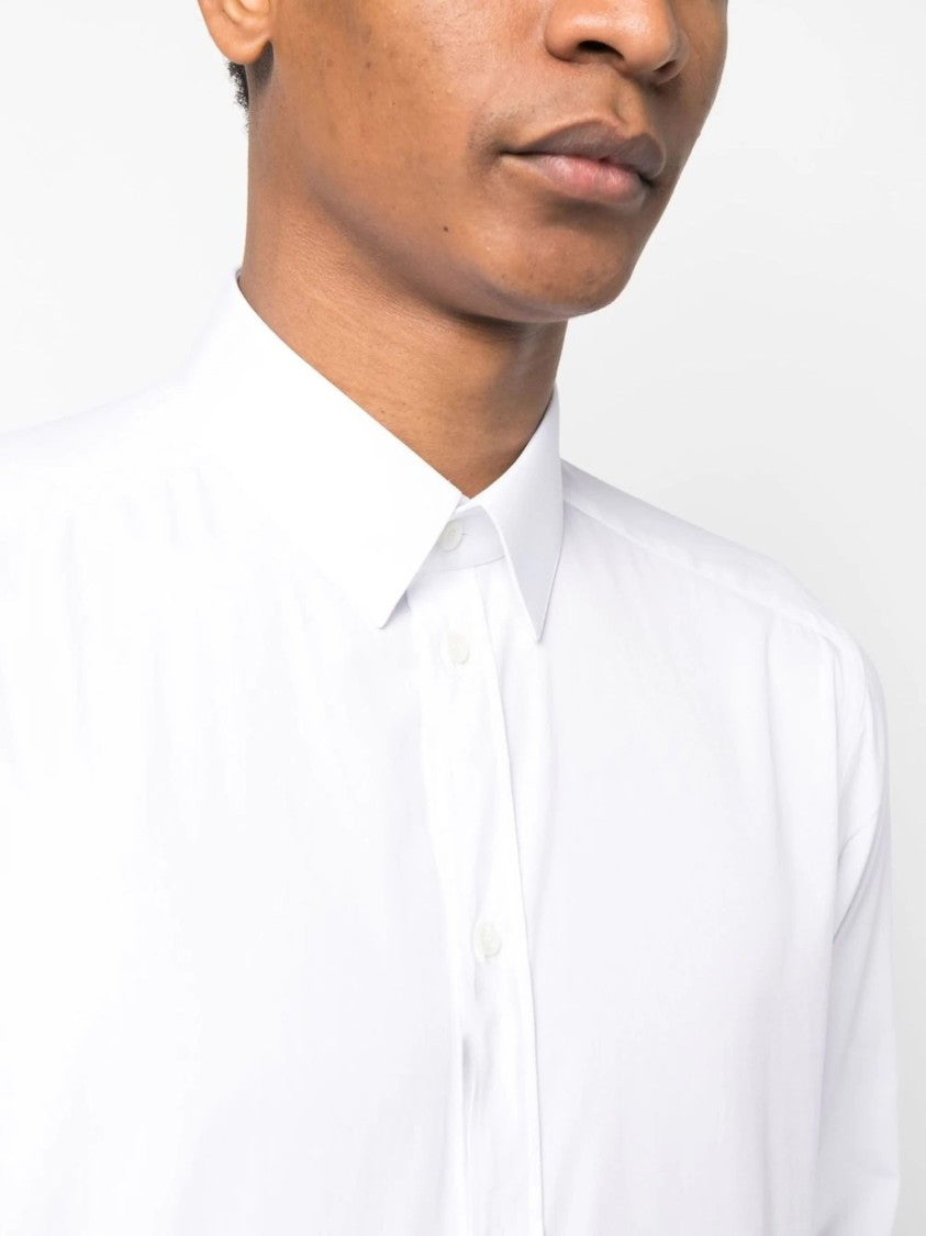 Dolce & Gabbana Fitted White Italian Collar Cotton Shirt