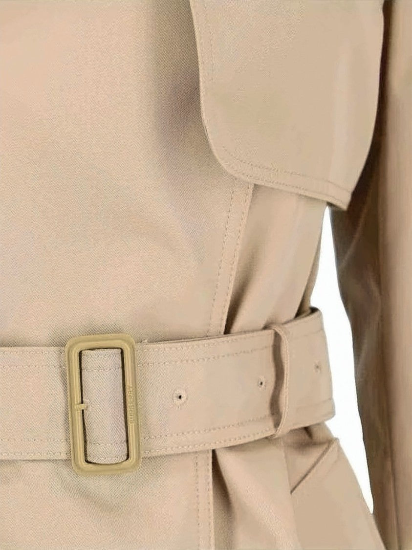 Burberry Classic Beige Cotton Trench Coat With Structured Silhouette