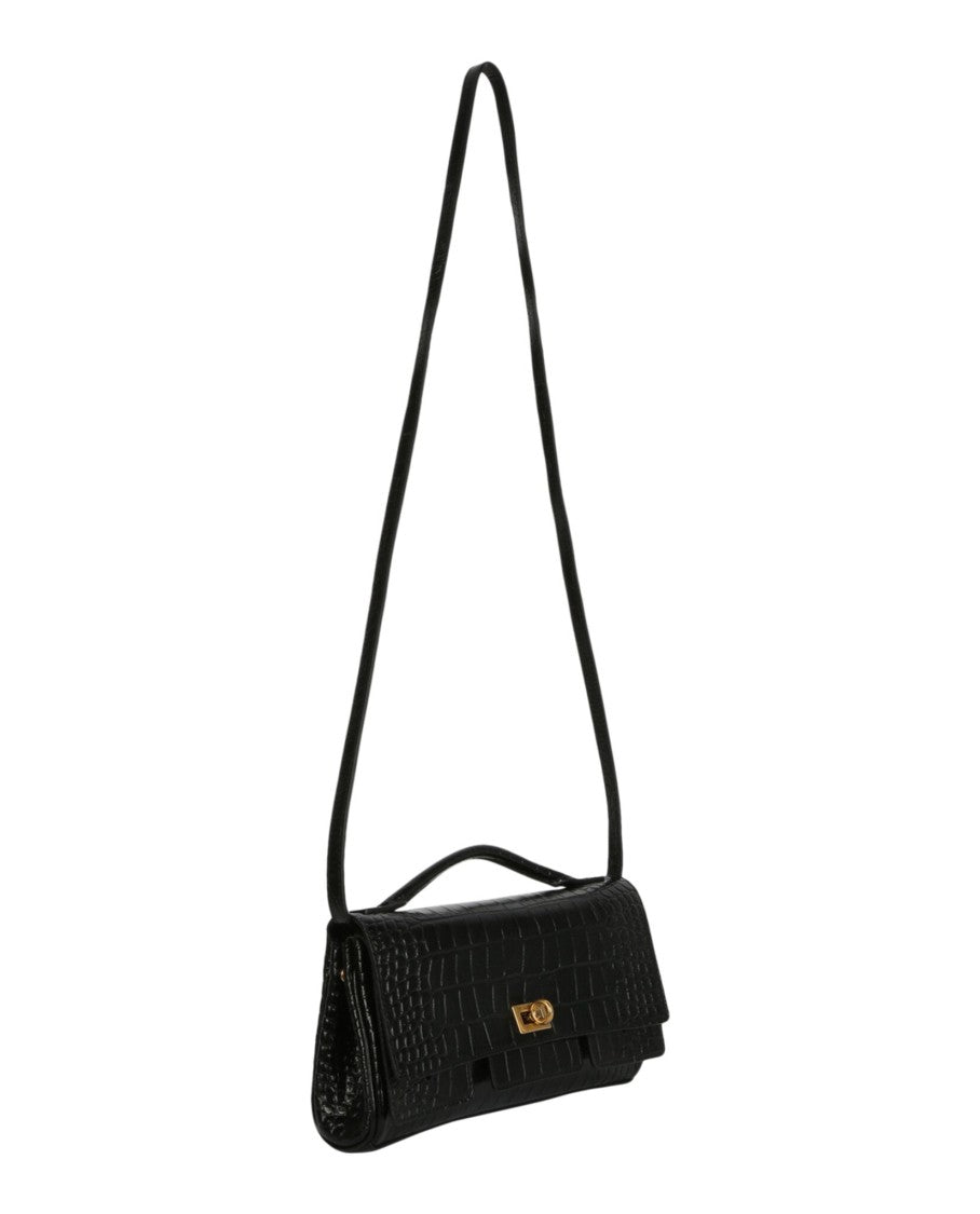 Balenciaga Bel Air Small Croc-Embossed Leather Clutch Bag