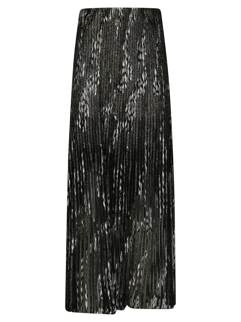 Missoni Pleated Long Skirt With Shimmering Texture And Dynamic Pattern