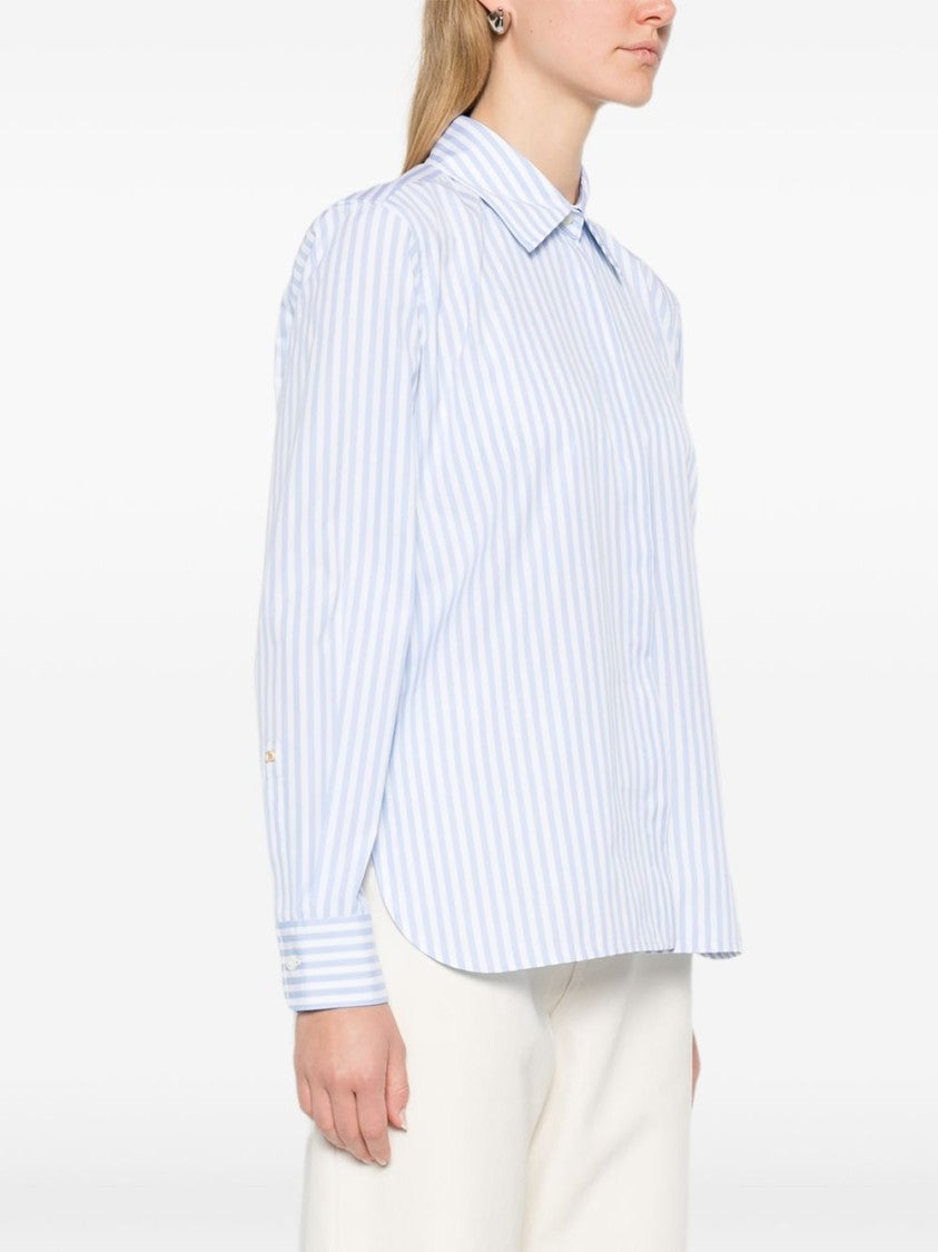 Max Mara Vertical Striped Button-Up Shirt With Pointed Collar