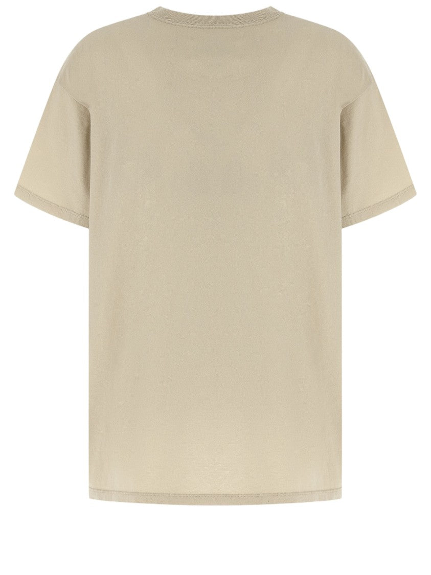 Maison Margiela Cream Cotton T-Shirt With Iconic Handwritten Logo
