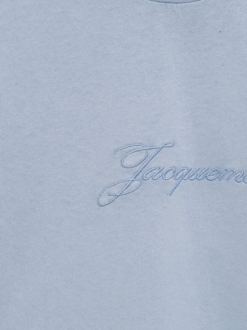 Jacquemus Blue Embroidered Logo Round Neck T-Shirt