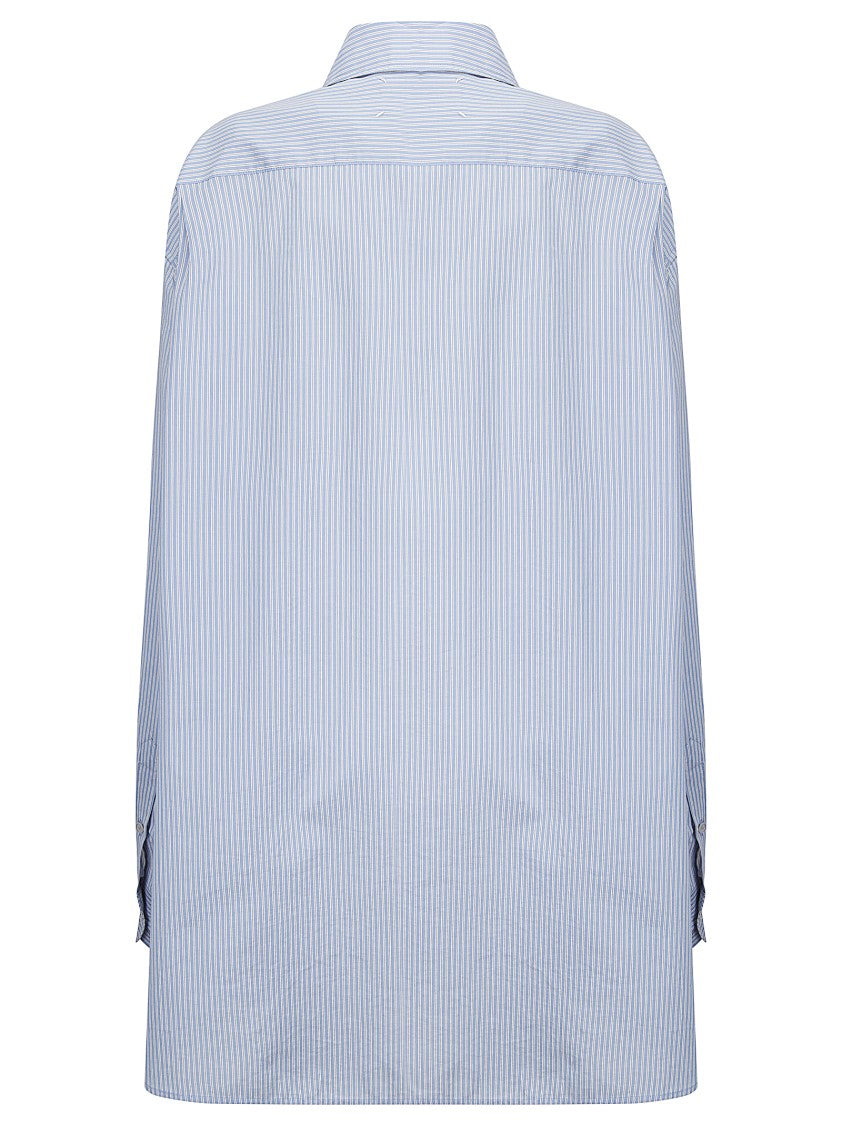 Maison Margiela Vertical Stripe Oversized Long-Sleeved Shirt With Front Pocket