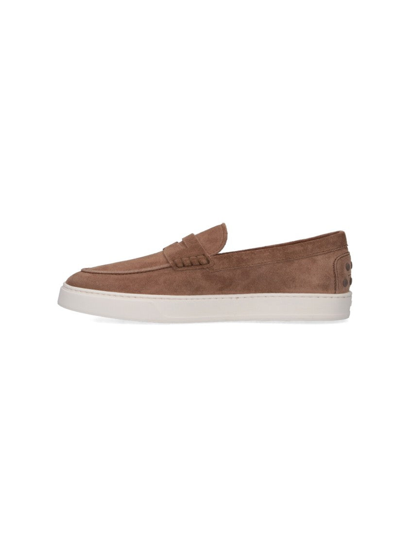 Tod's Suede Slip-On Moccasins With Rounded Toe
