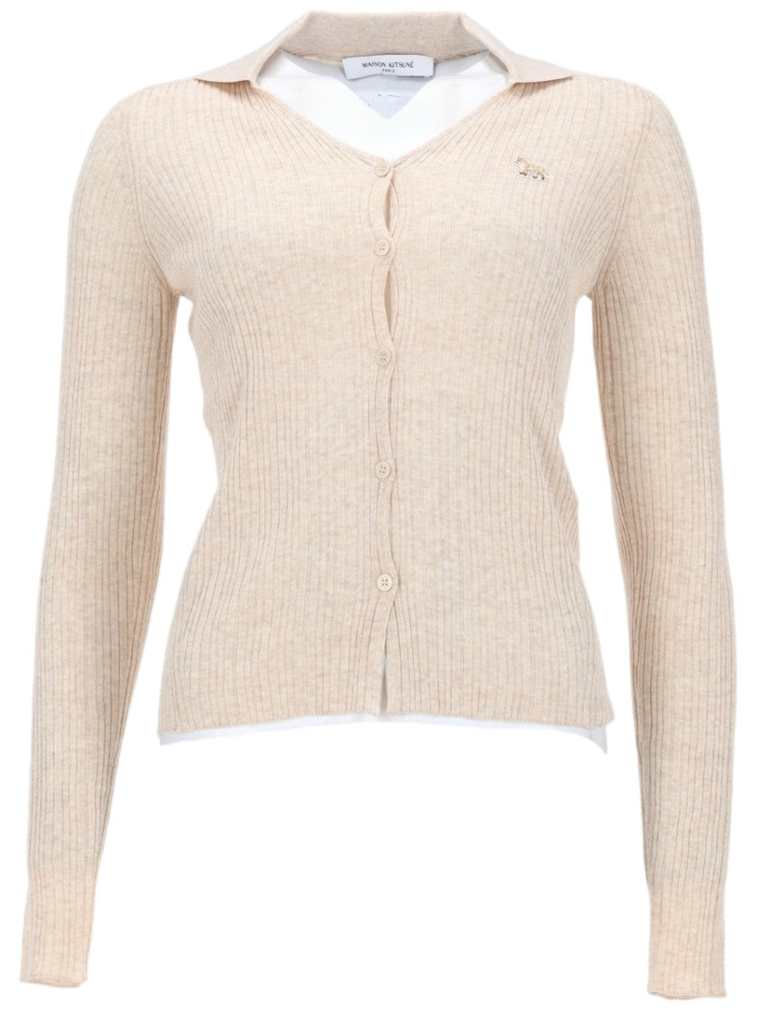 Maison Kitsuné Baby Fit Slim Ribbed Cardigan