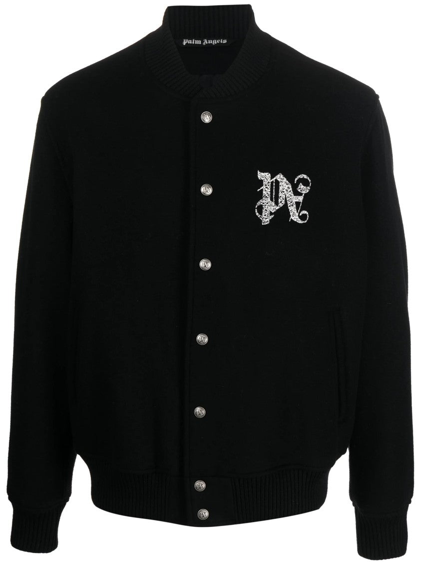 Palm Angels Classic Bomber Jacket With Graphic Lettering