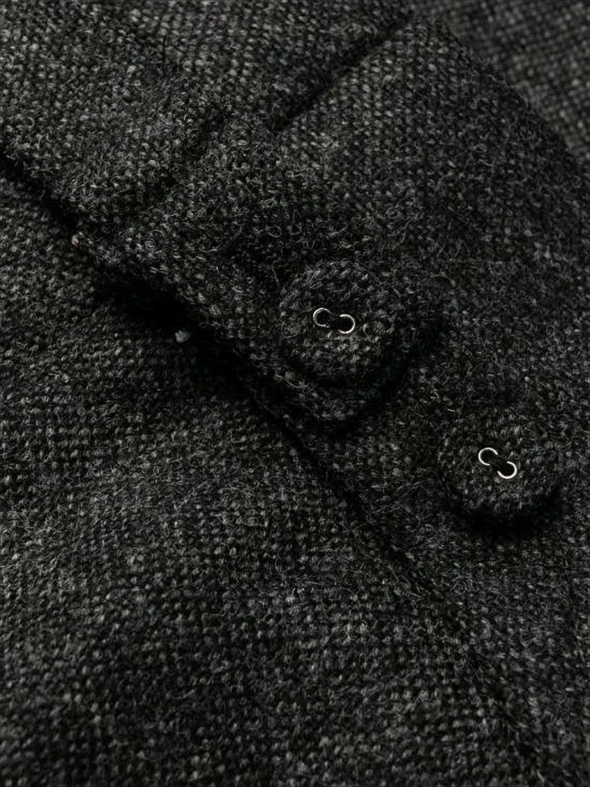 Thom Browne Tailored Dark Grey Wool Suit Pants With Cuffed Hem And Signature Stripes