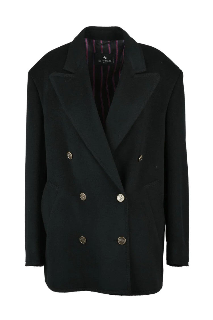 Etro Double-Breasted Coat - Black
