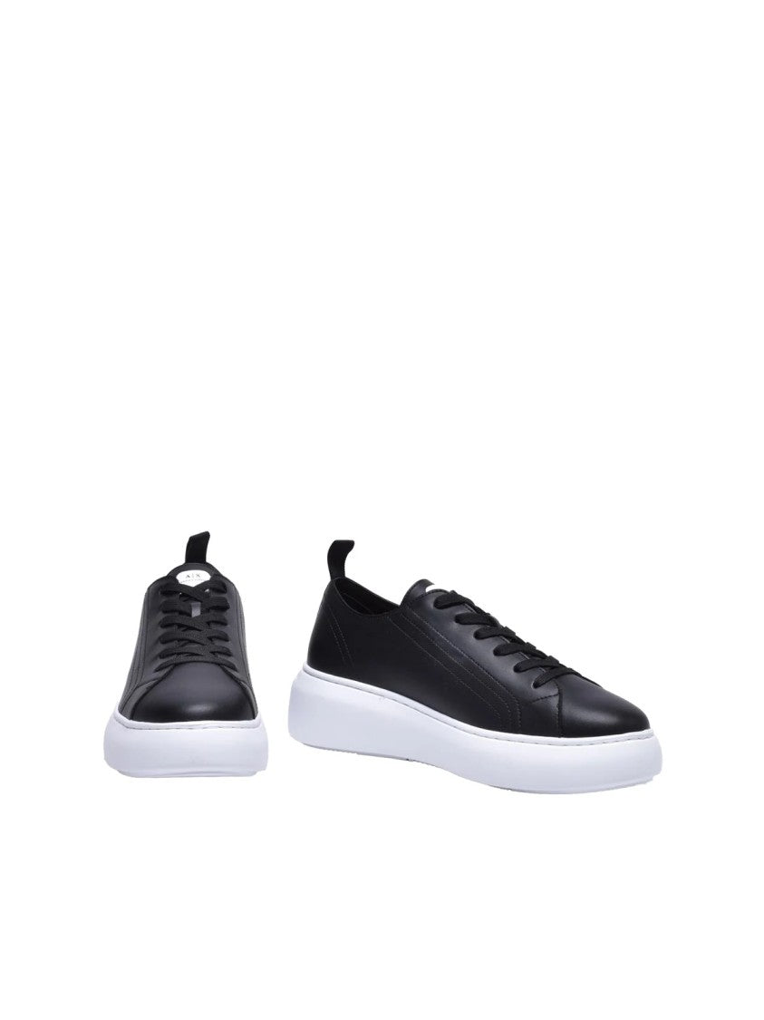 Armani Exchange Black Leather Rubber Men's Leather Sneakers