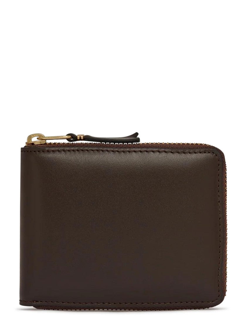 Comme Des Garçons Smooth Calfskin Zip-Around Wallet With Gold-Tone Closure
