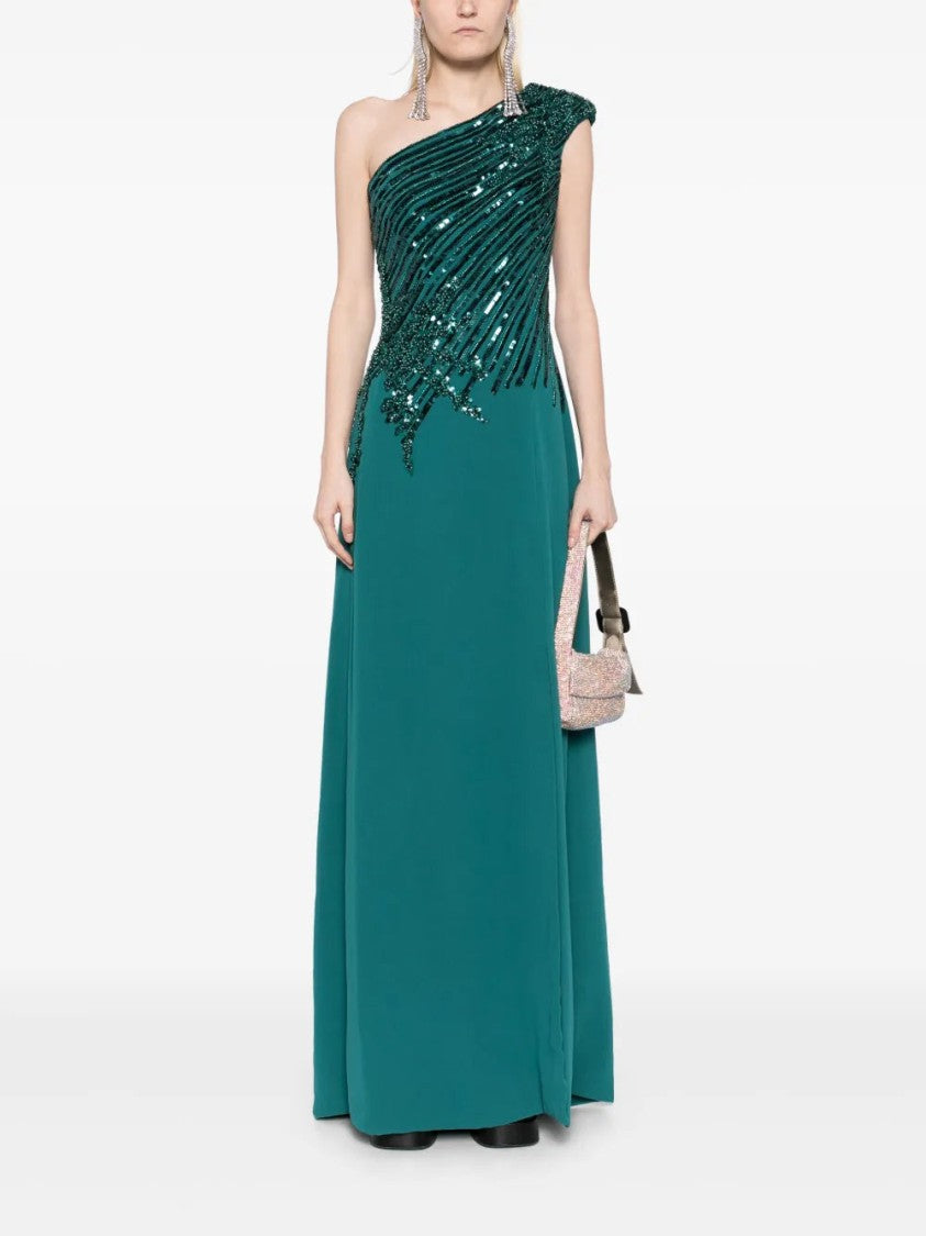 Saiid Kobeisy One Shoulder Sequin Long Dress