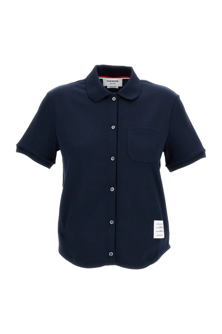 Thom Browne Structured Blue Shirt With Button-Down Front