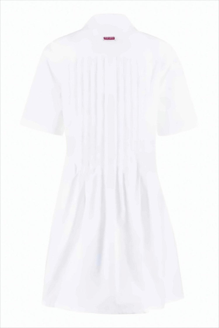 Kenzo Structured Cotton Midi Dress With Pleat Details