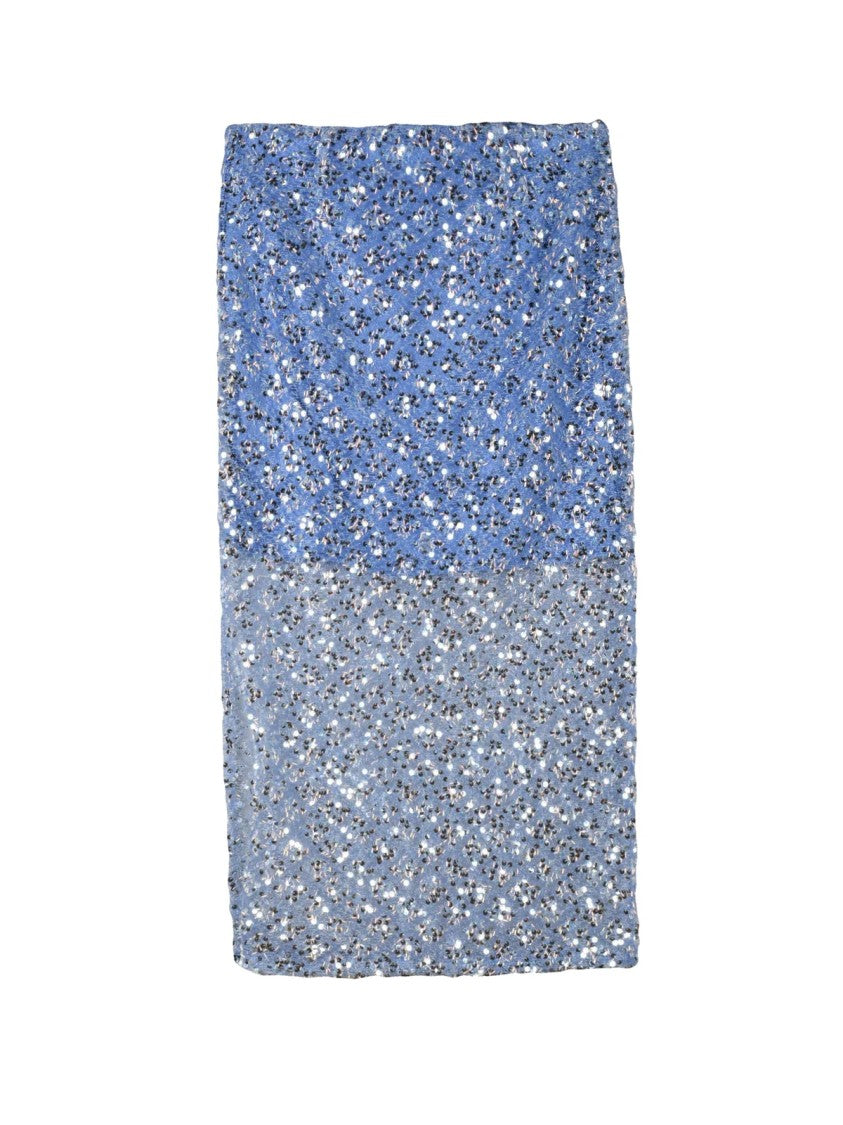 Marella Sport Silver Light Blue Polyamide Metallic Polyester Skirt
