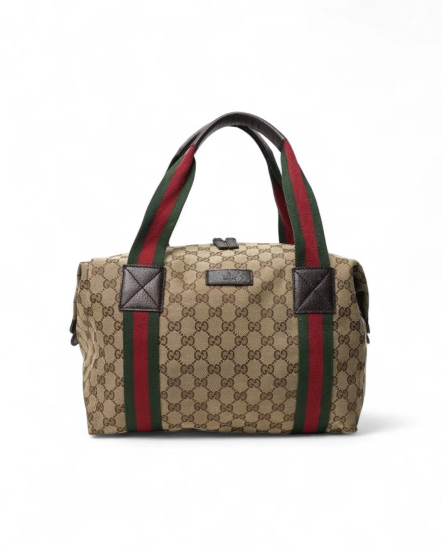 Gucci Medium Web Gg Supreme Shopper Bag In Brown