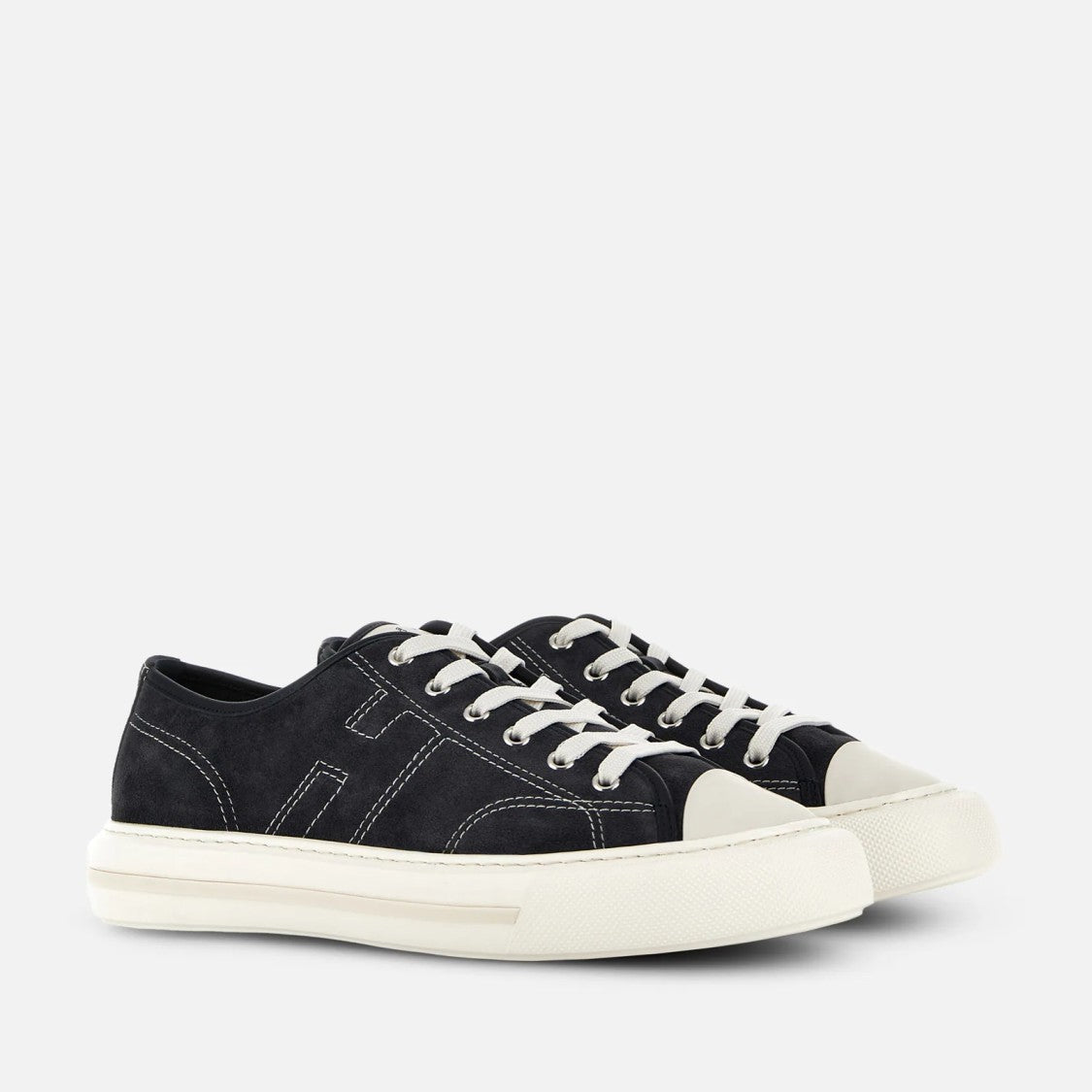 Hogan H691 Allacciato H Cuciture Sneakers In Blue