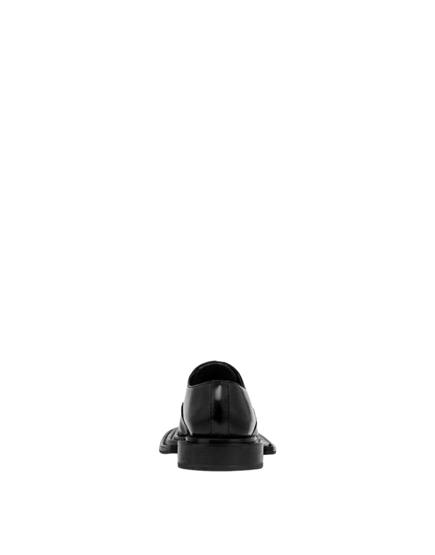 Moschino Polished Black Calf Leather Mule Slip-Ons