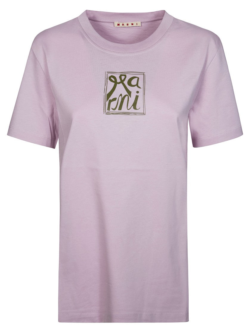 Marni Lavender Olive Graphic Logo T-Shirt