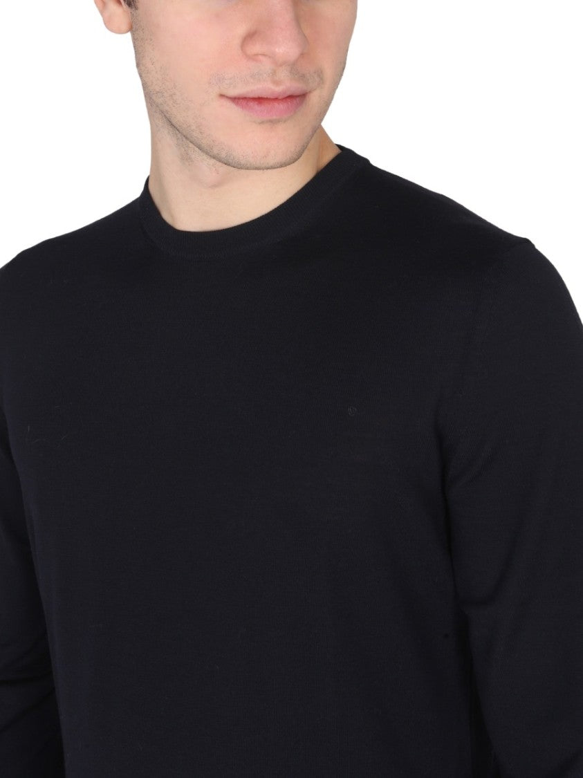 Drumohr Tailored Cross-Neck Wool Jersey With Ribbed Collar