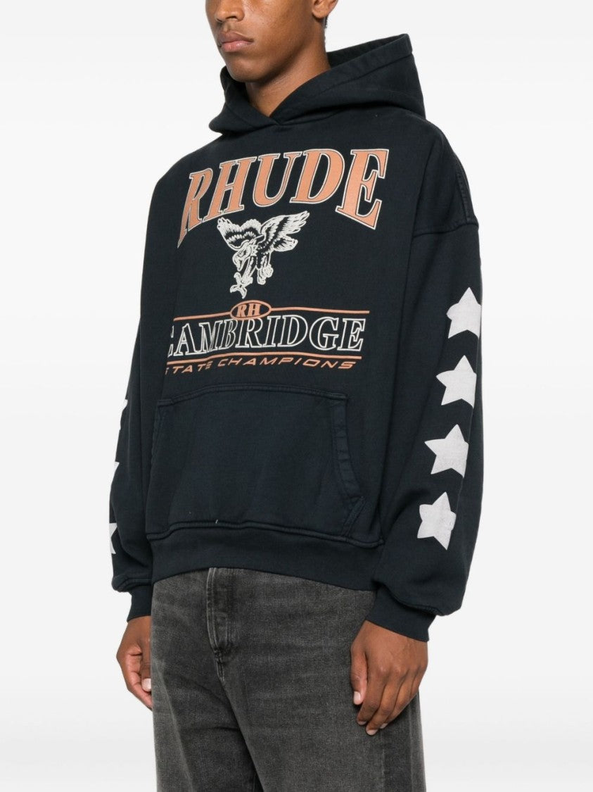 Rhude Black Star Pattern Hooded Graphic Hoodies