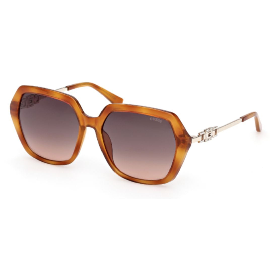 Guess Gu00267 Oversized Geometric Amber Frame Sunglasses