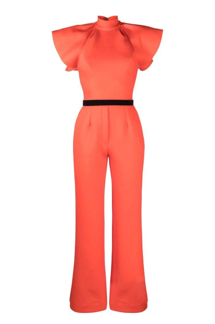 Saiid Kobeisy Ruffled Detail Belted Jumpsuit