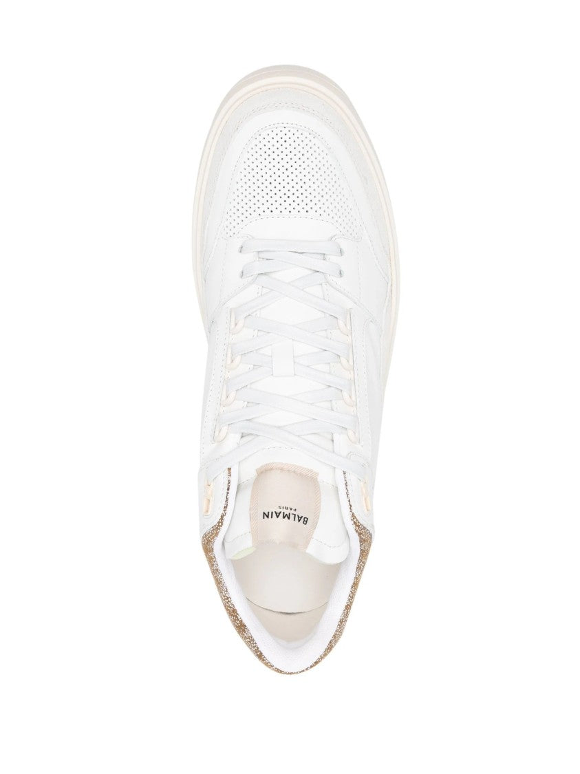 Balmain B Court Mid Top-Calfskin/Suede Trainers