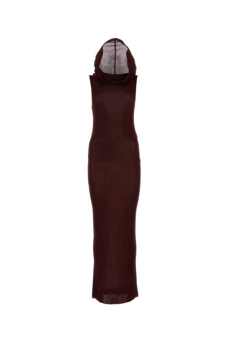 Saint Laurent Burgundy Viscose Long Dress