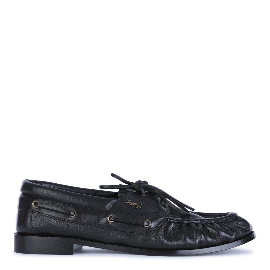 Saint Laurent Black Bateu Leather Loafers