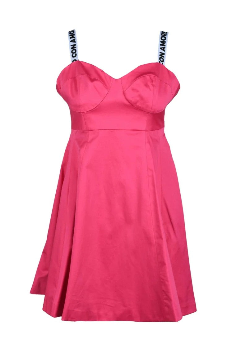 Giulia N Fuchsia Fitted Cotton-Blend Mini Dress