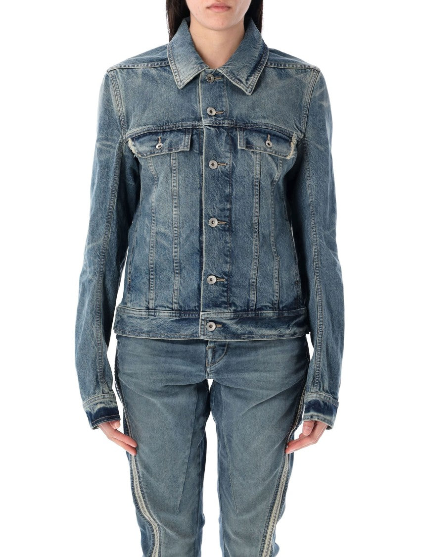 Drkshdw By Rick Owens Classic Denim Trucker Jacket With Structured Silhouette