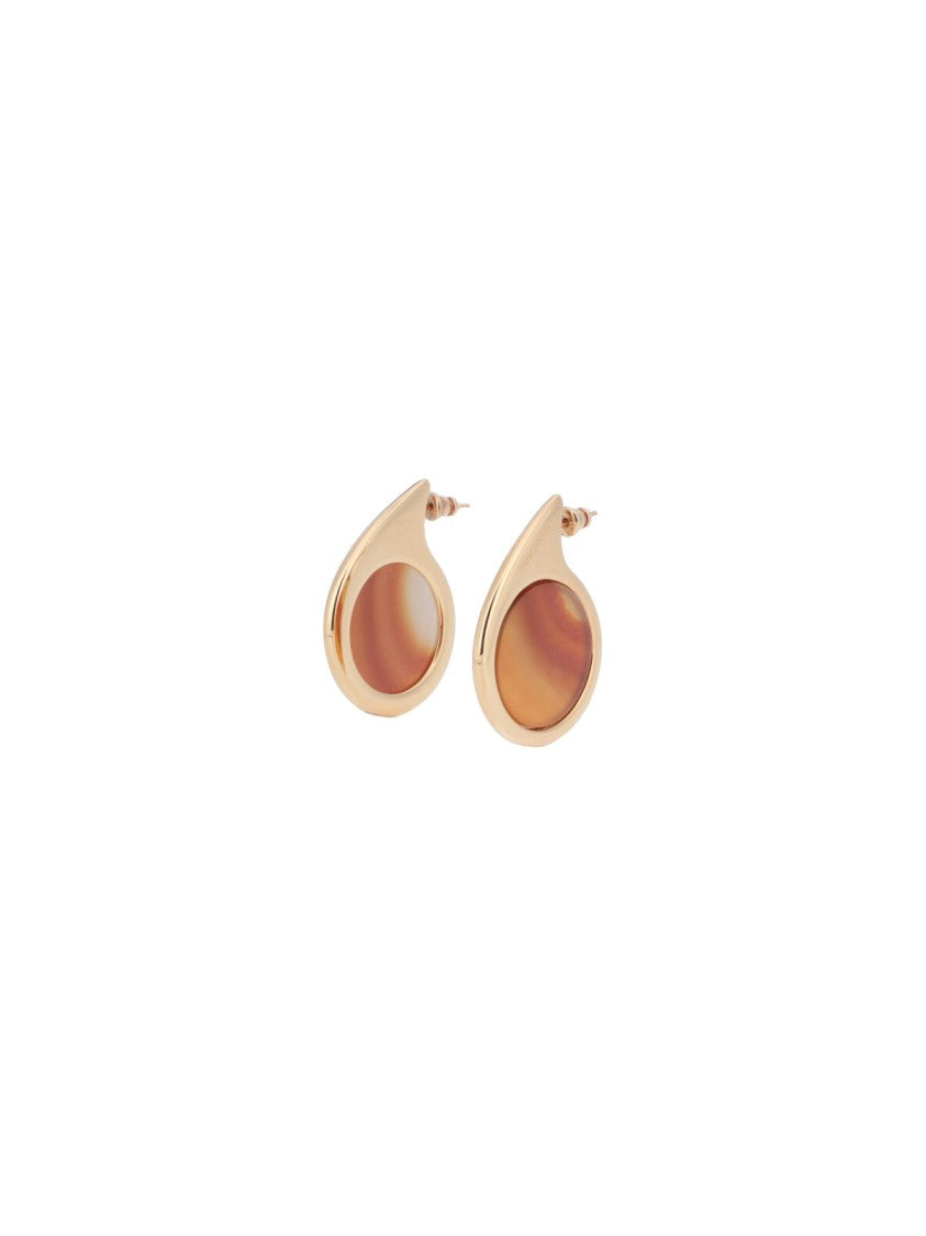 Panconesi Gold Dusk Red Agate Teardrop Earrings