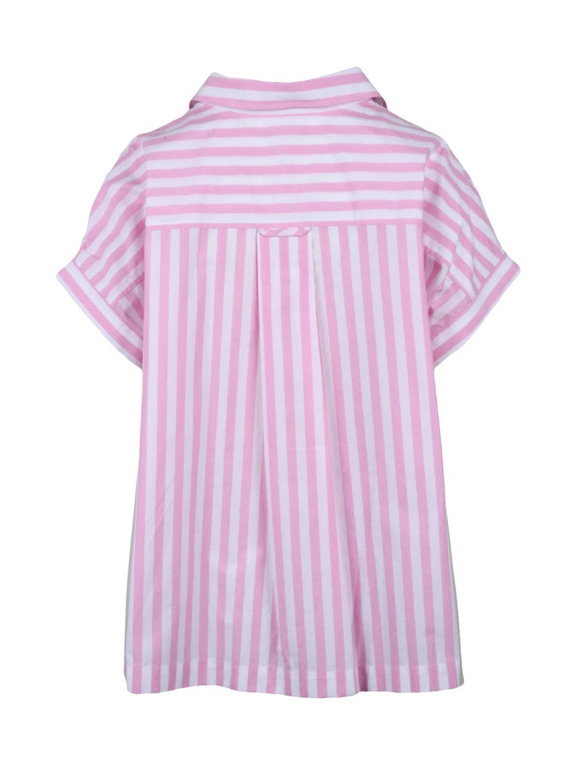 Aspesi Short-Sleeved Two-Tone Cotton Blouse