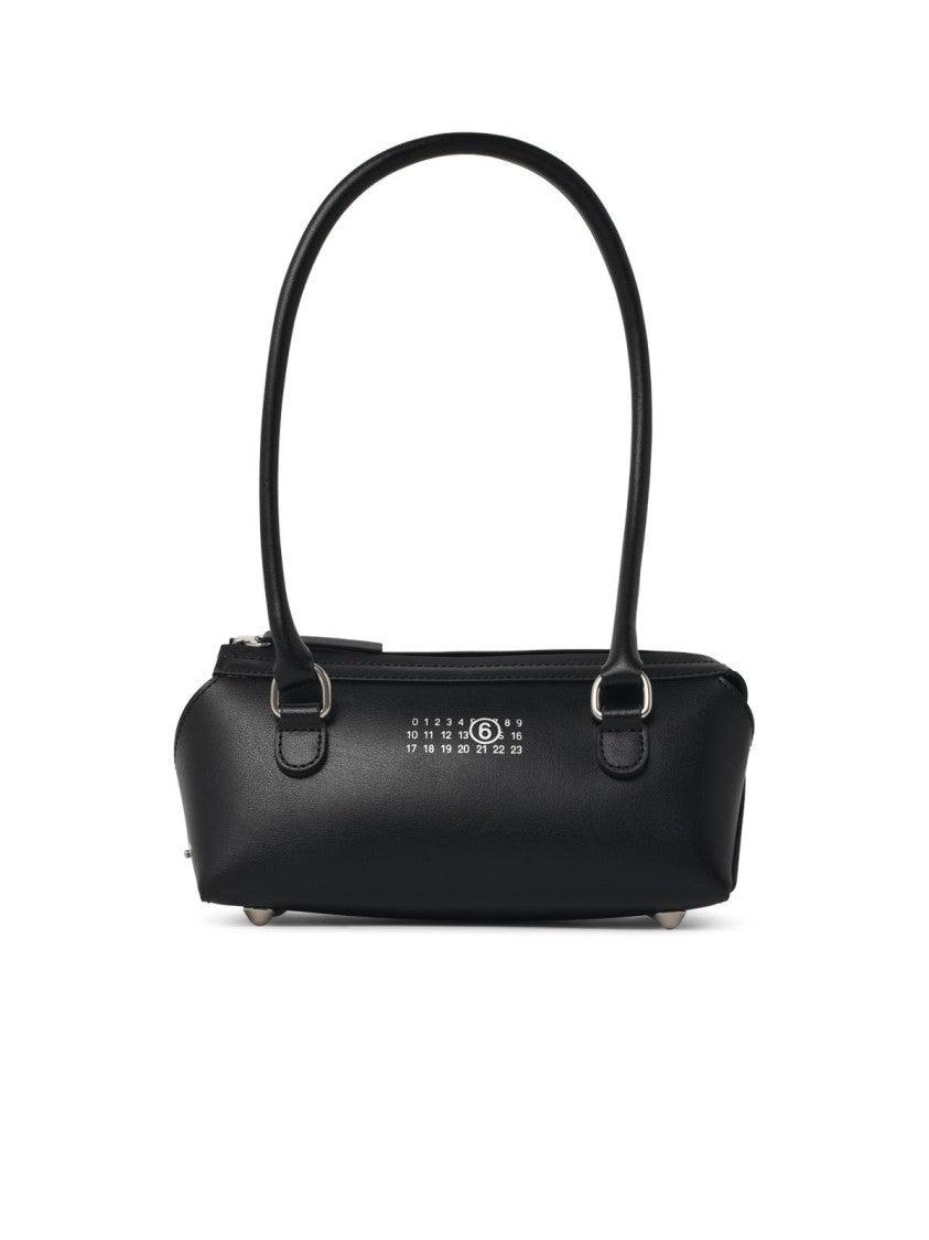 Mm6 By Maison Margiela Black Structured Leather Mini Top Bag