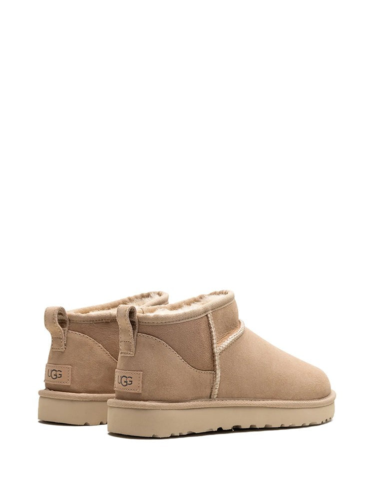 Ugg Beige Classic Ultra Mini Suede Ankle Boots