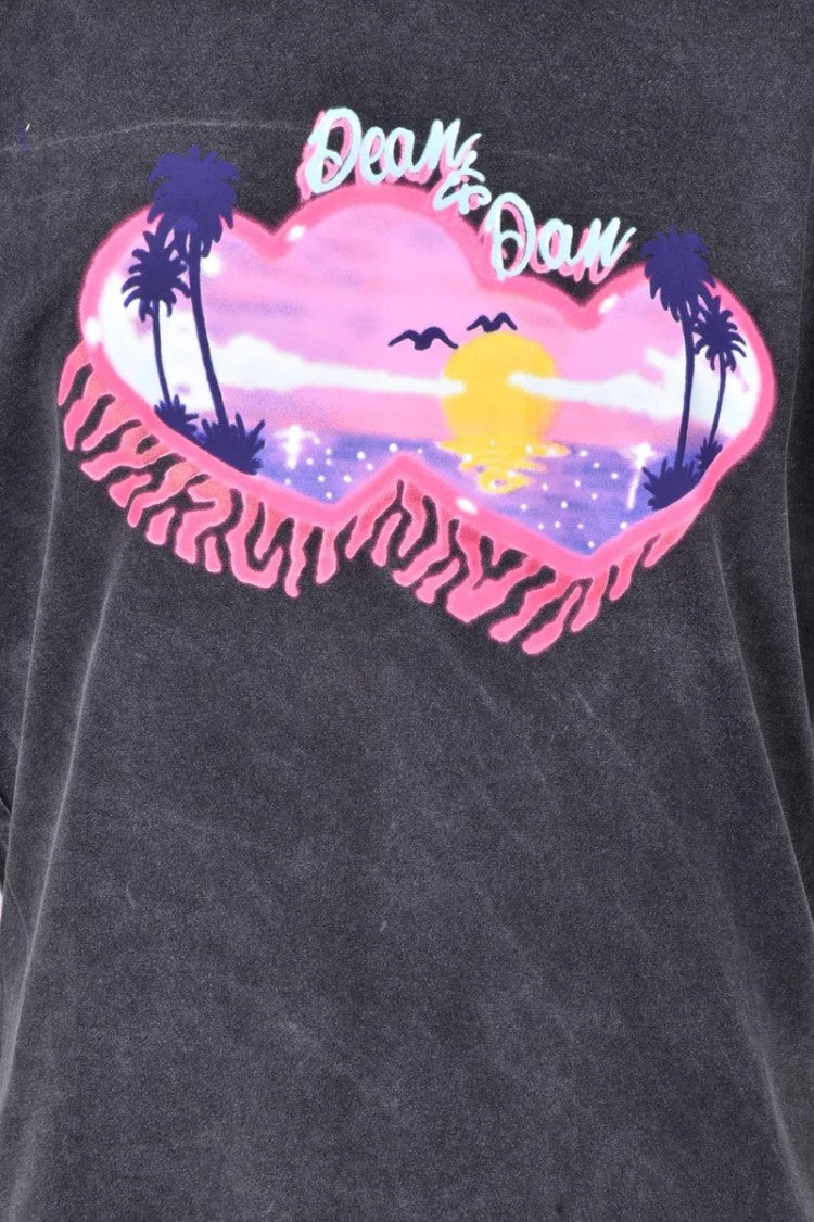 Dsquared2 Washed Black Graphic Print T-Shirt