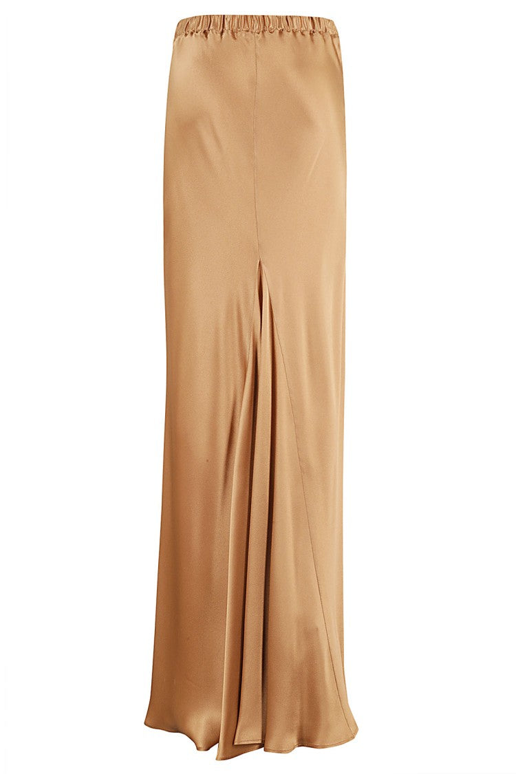 Antonelli Flared Biscuit Silk-Blend Satin Maxi Skirt